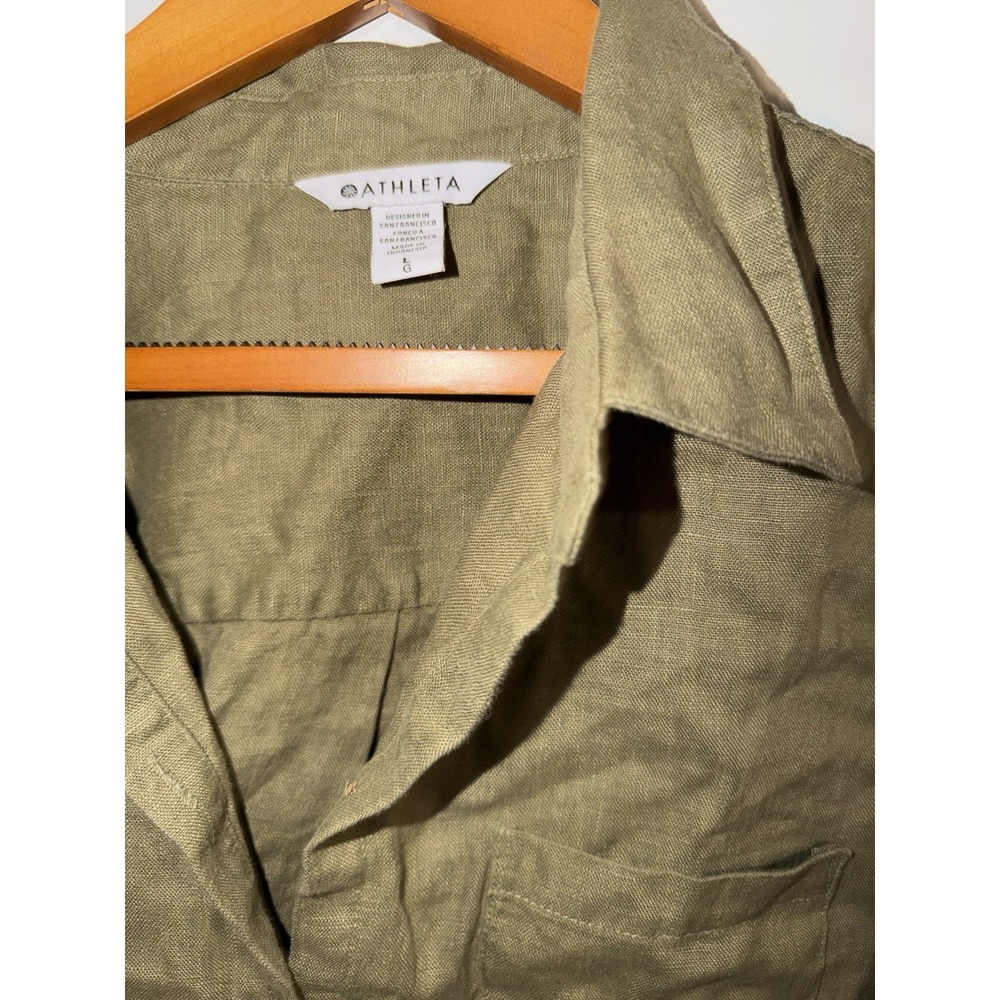 Athleta Linen Olive Green Shirt Nwt Retails $99 - Picture 6 of 9